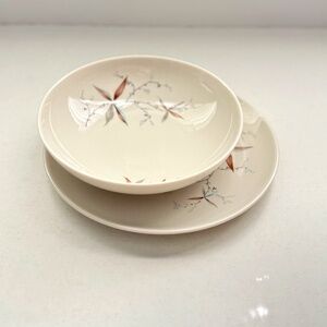 Vintage MCM Bowl and Salad‎ Plate, Finesse Carefree True China by Syracuse